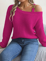 Asymmetrical Neck Long Sleeve Sweater