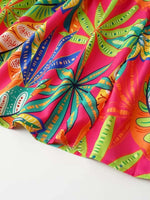 Tropical Print Smocked Tie-Strap Dress
