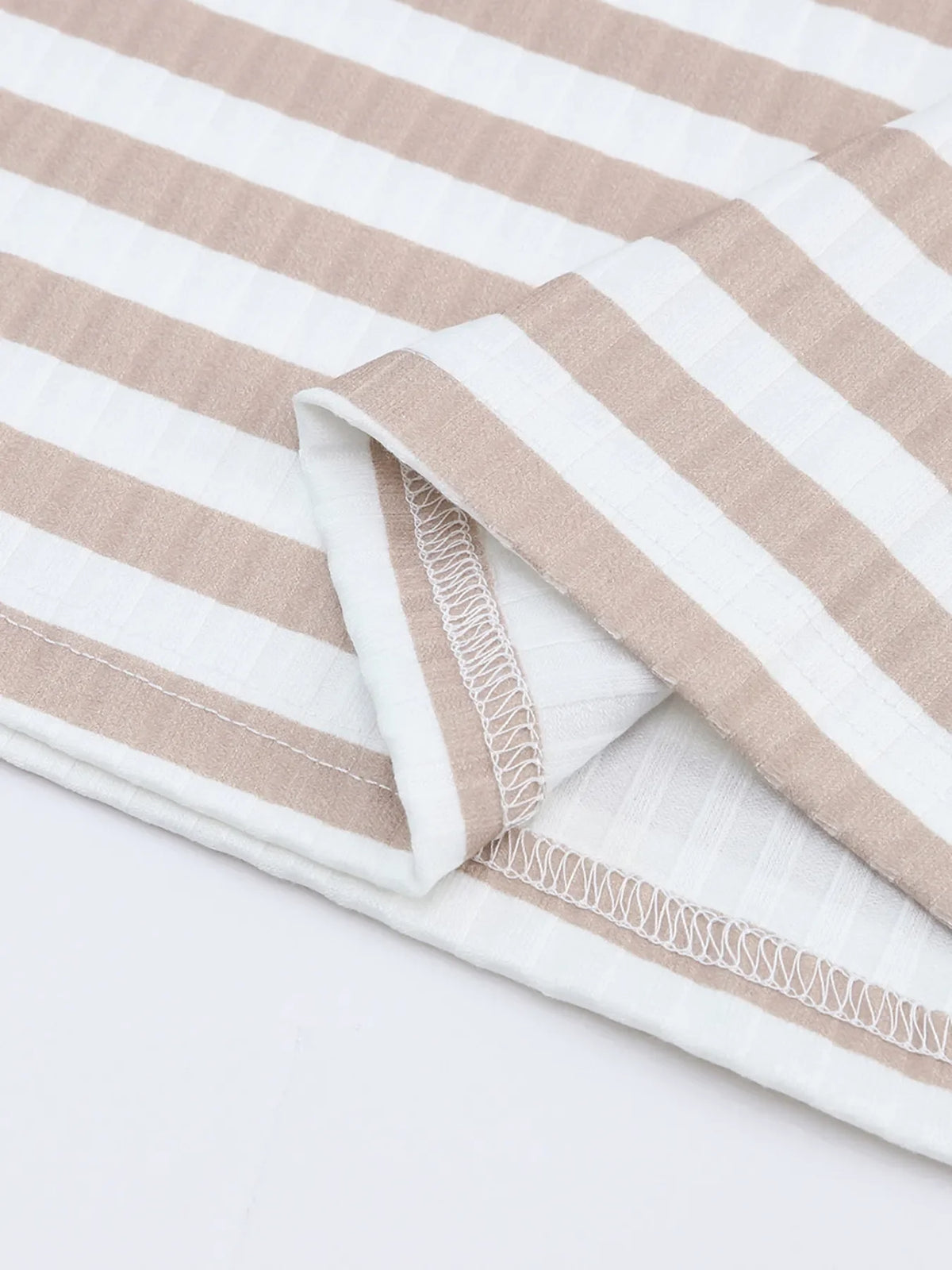 Striped Textured Knit Long Sleeve Tee