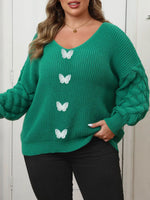 Plus Size Butterfly Dropped Shoulder Sweater