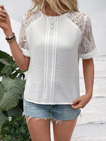 Lace Round Neck Short Sleeve Top