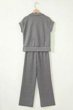 Half Zip Polo Tee Casual Pant Set
