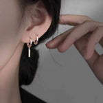 925 Sterling Silver Hoop Bar Earrings