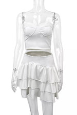Tube Top and Ruffle Layered Skirt Set