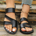 Summer Flat Bottom Toe Ring Slippers Women Solid Color Lightweight Beach Slippers