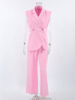 Sleeveless Blazer & Wide Leg Pants Set