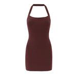 Casual Five Color Halter Backless Skinny Sheath Dress