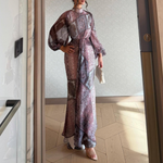 Spring Summer Vintage Print Backless Beach Maxi Dress