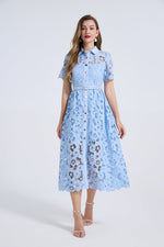 Women Summer Elegant Long A Line Short Sleeved Dress