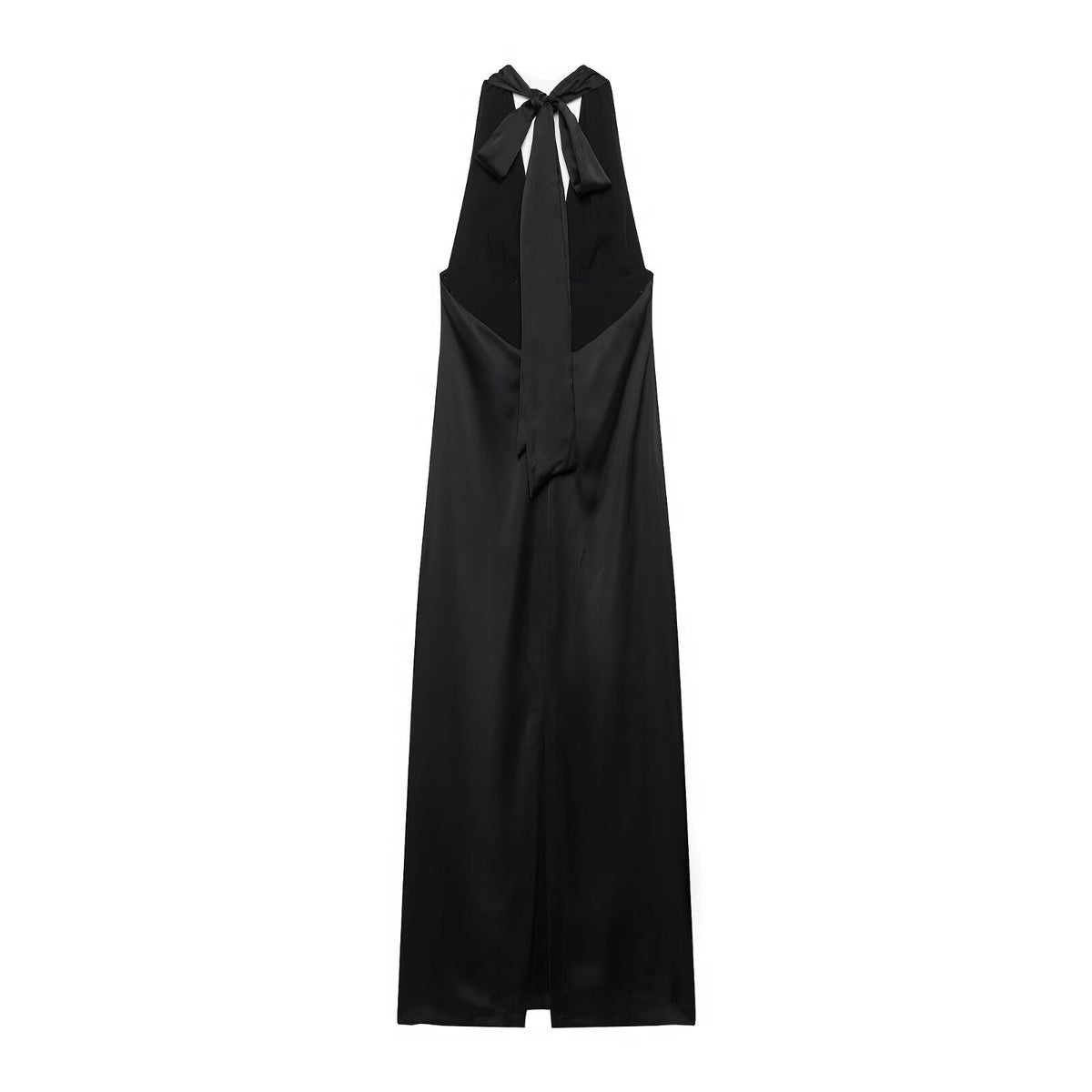 Women Clothing Summer Elegant Silk Satin Texture Halter Maxi Dress