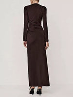 Ruched Long Sleeve Bodycon Maxi Dress