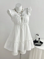 Frill Tie Front Mini Dress