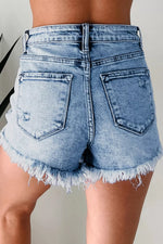 Distressed Frayed Hem Denim Shorts
