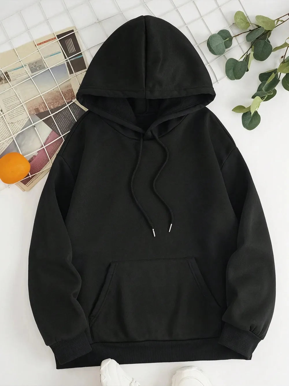 Drawstring Dropped Shoulder Hoodie