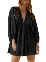 Textured V-Neck Mini Dress