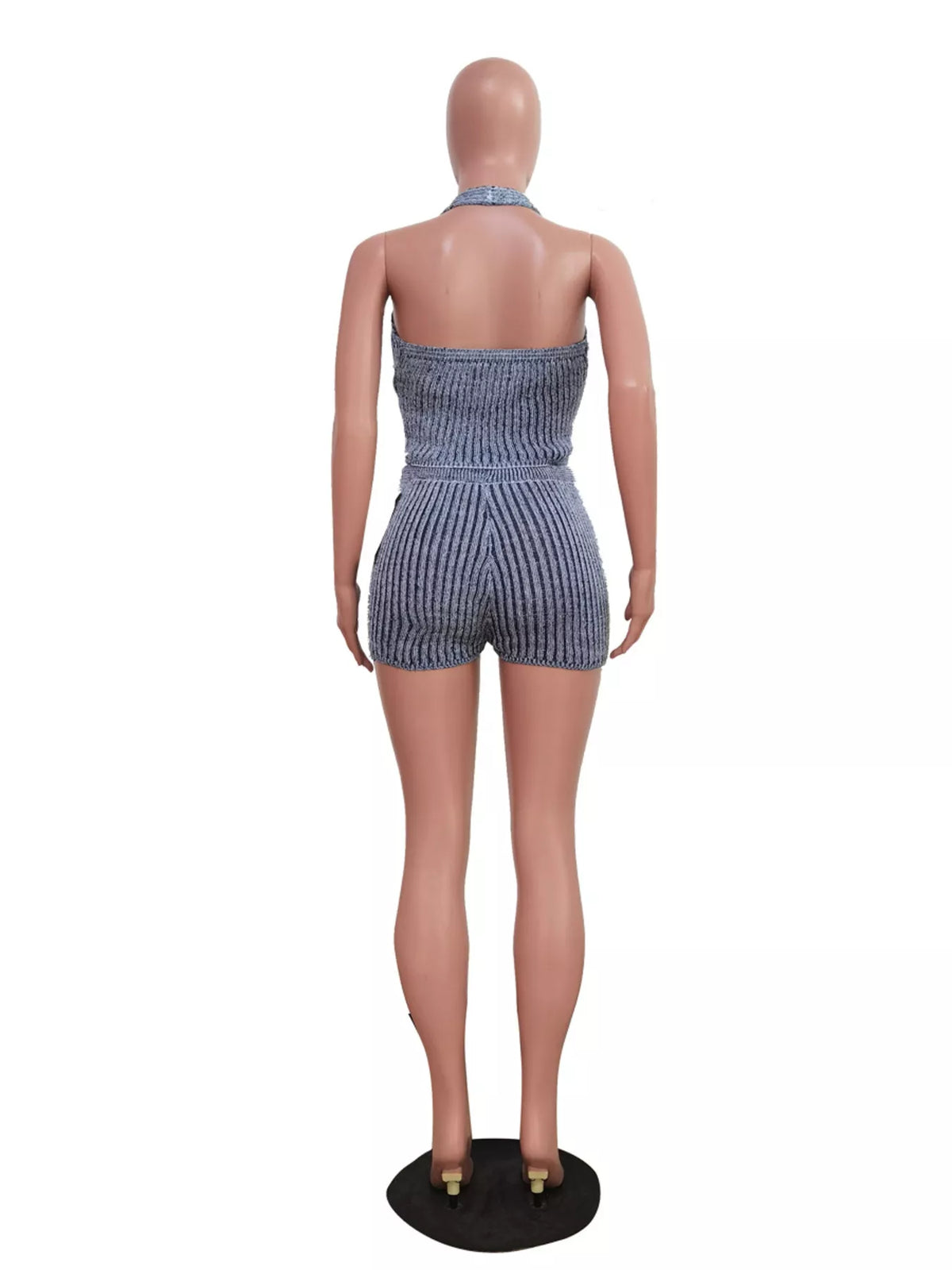Halter Neck Top and Shorts Sweater Set