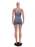 Halter Neck Top and Shorts Sweater Set