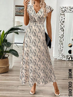 Surplice Cap Sleeve Midi Dress