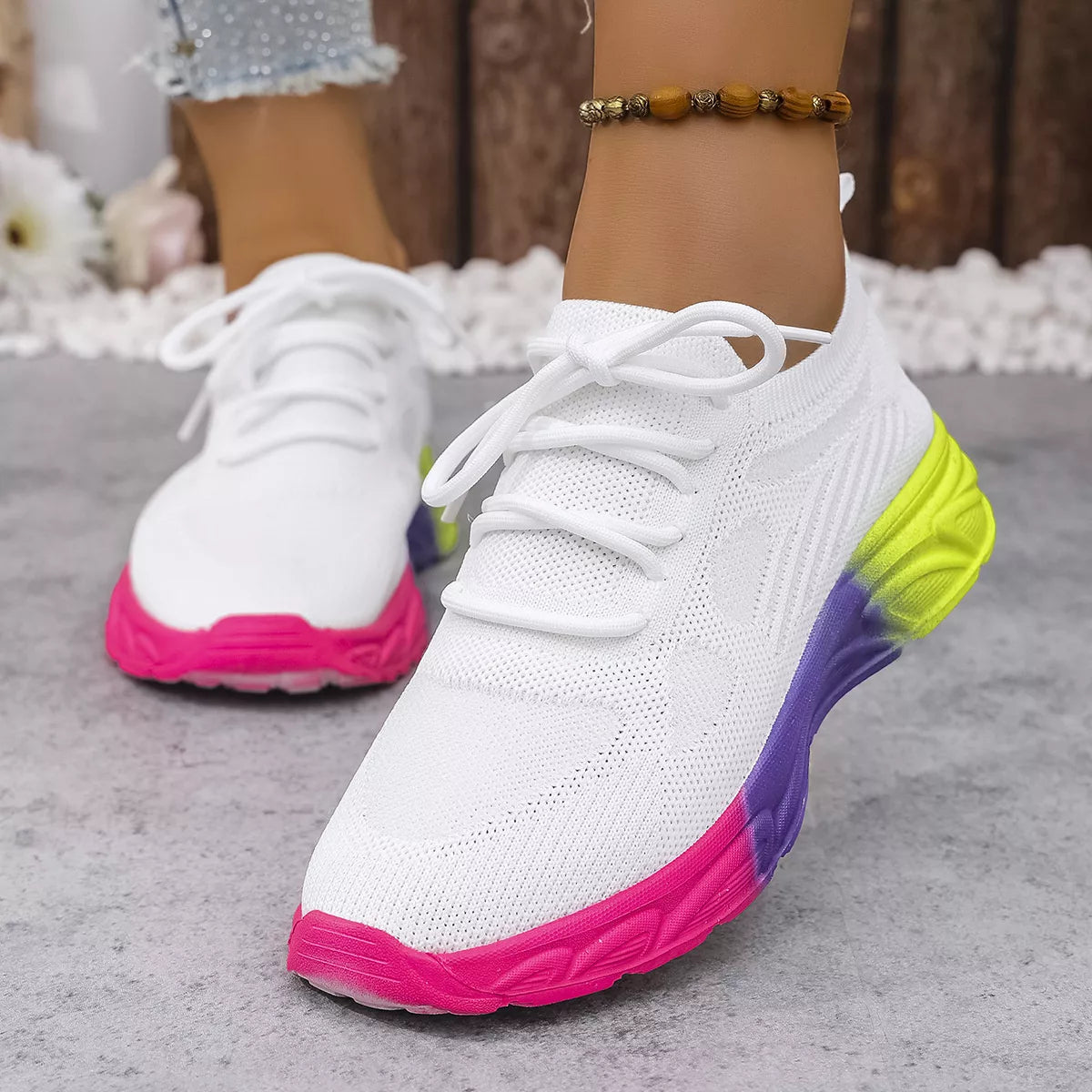 Lace Up Round Toe Sneakers
