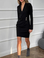 Ruched Surplice Long Sleeve Dress