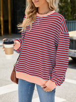 Striped Crew Neck Long Sleeve Sweatshirt