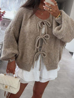 Cozy Bow-Tie Front Knit Cardigan