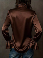 Button Up Flounce Sleeve Shirt