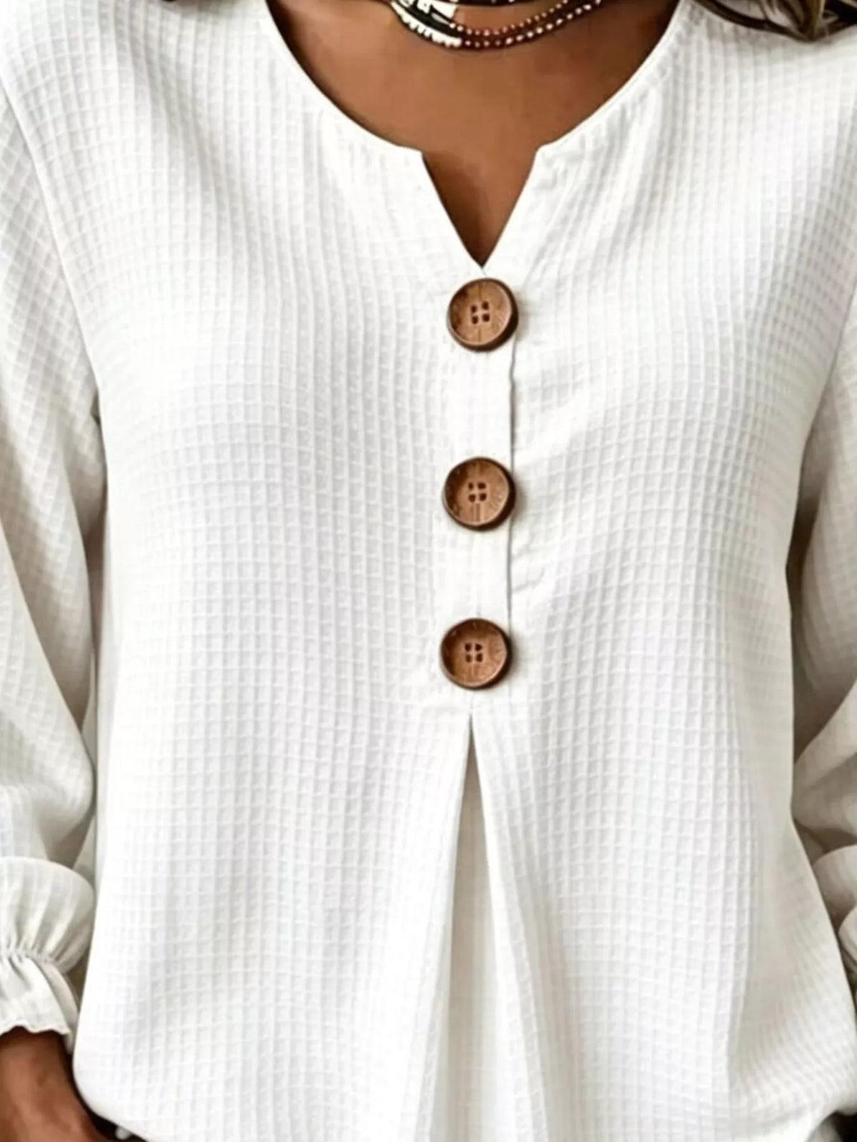 Waffle Knit Long Sleeve Top