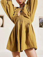 Textured V-Neck Mini Dress