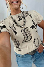Western Print Short Sleeve T Shirt