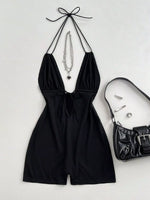 Tied Front Halter Neck Romper