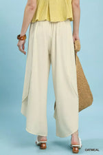 Umgee Flowy Asymmetrical Hem Wide Leg Pants