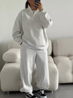 Quarter-Zip Top and Wide-Leg Sweatpants Set