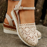 Floral Ankle Strap Espadrille Sandals