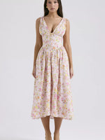 V-Neck Sleeveless Midi Dress