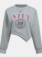 Graphic Round Neck Cropped Sweatshirt
