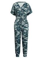Drawstring Waist Short Sleeve Jumpsuit