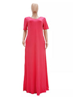 Full Size Solid Color Short Sleeve Maxi Dress Plus Size