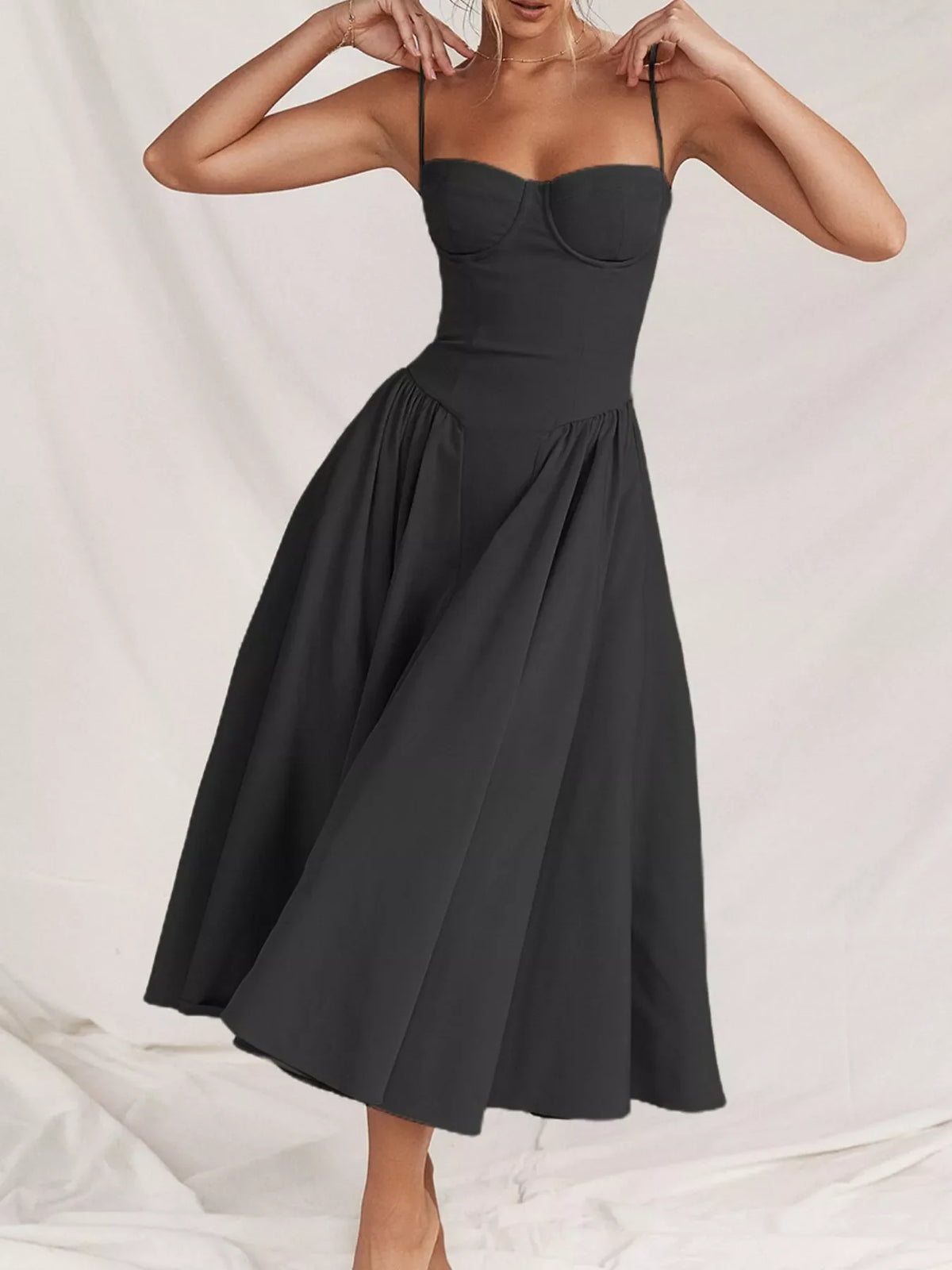 Sweetheart Neck Midi Cami Dress