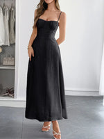 Texture Sweetheart Neck Backless Cami Dress