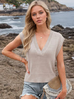 Ribbed Hem V-Neck Sweater Vest