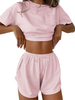 Printed Round Neck Tee and Shorts Set