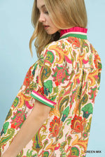 Umgee Jacquard Abstract Print Mini Dress