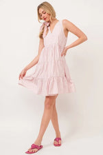Lime 'N' Chili Striped Sleeveless V-Neck Tiered Dress