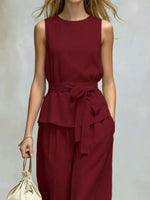 Sleeveless Top and Wide-Leg Pants Set