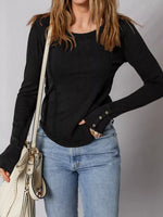 Exposed Seam Ribbed Long Sleeve Top