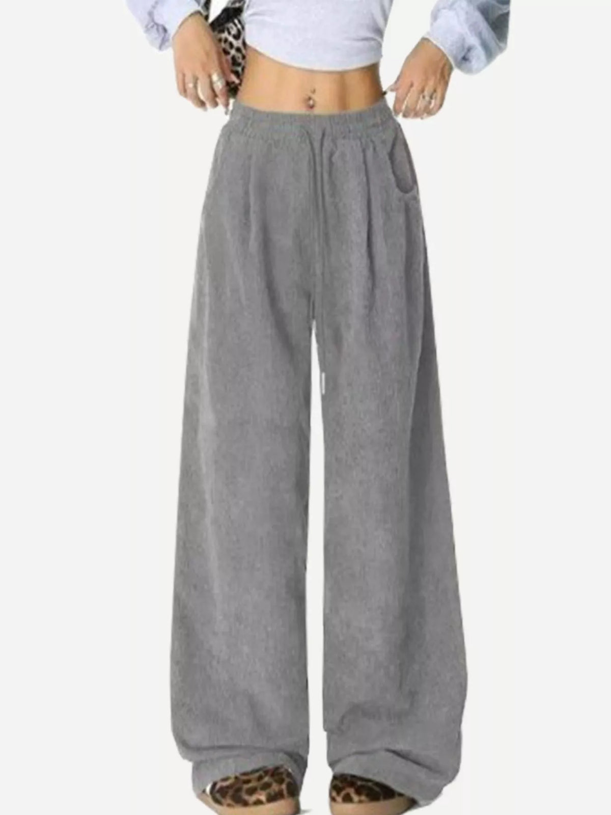 Casual Corduroy Wide Leg Pants