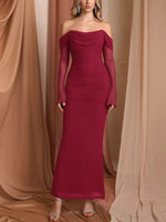 Off-Shoulder Ruched Mermaid Maxi Dress