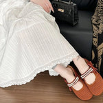 Hollow Out Round Toe Flat Slip-Ons