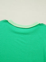 Loose Uneven Hem Twist Ribbed T Shirt